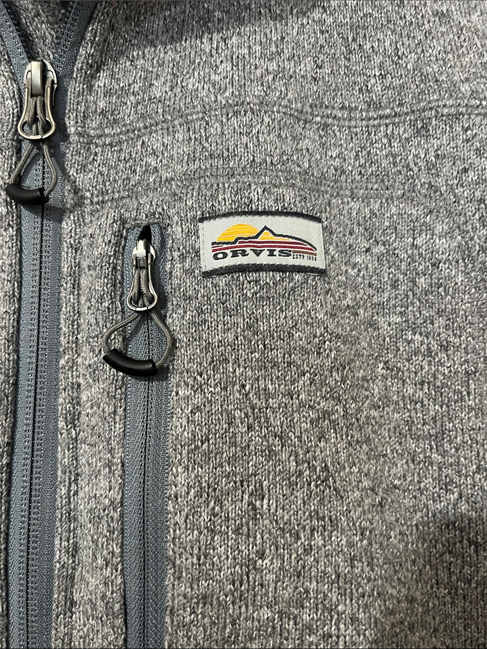 Orvis R65 Sweater Fleece Vest Men’s Medium Full Zip Recycled Polyester - Gray - Picture 2 of 10